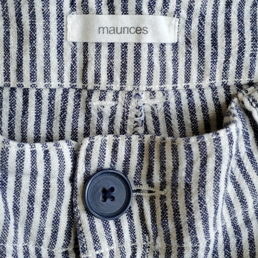Maurices Linen Blend Striped Shorts Sz 7/8 - Picture 3 of 5